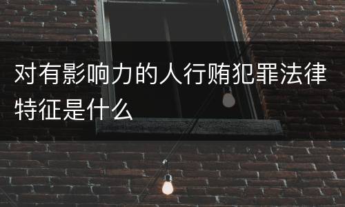 对有影响力的人行贿犯罪法律特征是什么