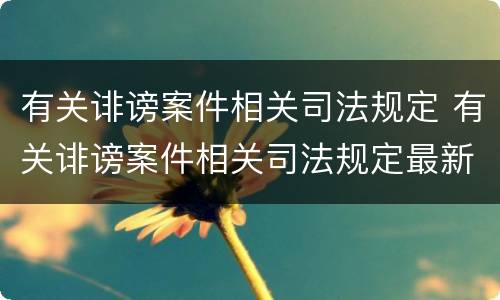 有关诽谤案件相关司法规定 有关诽谤案件相关司法规定最新