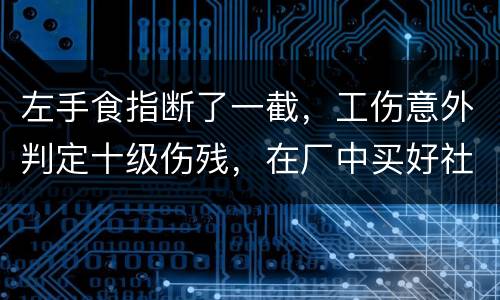 左手食指断了一截，工伤意外判定十级伤残，在厂中买好社保，用人单位该如何赔钱
