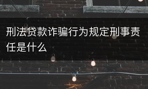 刑法贷款诈骗行为规定刑事责任是什么