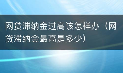 网贷滞纳金过高该怎样办（网贷滞纳金最高是多少）