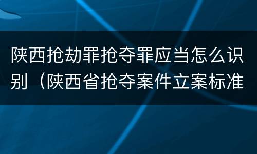 陕西抢劫罪抢夺罪应当怎么识别（陕西省抢夺案件立案标准）