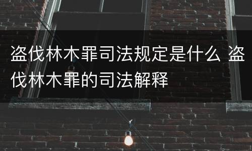 盗伐林木罪司法规定是什么 盗伐林木罪的司法解释