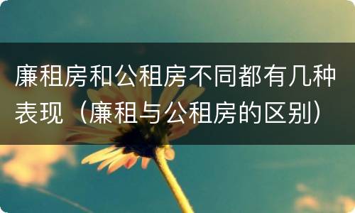廉租房和公租房不同都有几种表现（廉租与公租房的区别）
