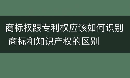 商标权跟专利权应该如何识别 商标和知识产权的区别