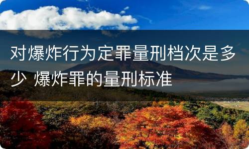 对爆炸行为定罪量刑档次是多少 爆炸罪的量刑标准