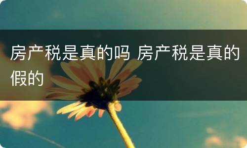 房产税是真的吗 房产税是真的假的