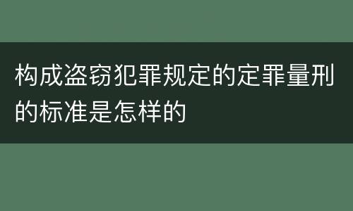 构成盗窃犯罪规定的定罪量刑的标准是怎样的