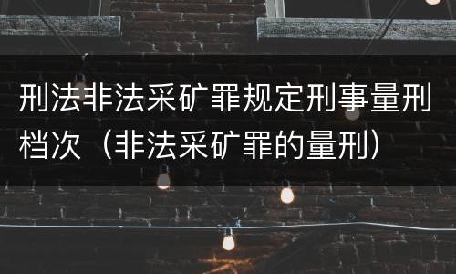 刑法非法采矿罪规定刑事量刑档次（非法采矿罪的量刑）
