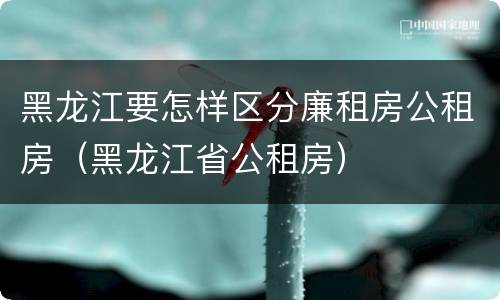 黑龙江要怎样区分廉租房公租房（黑龙江省公租房）