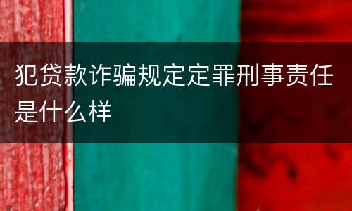 犯贷款诈骗规定定罪刑事责任是什么样