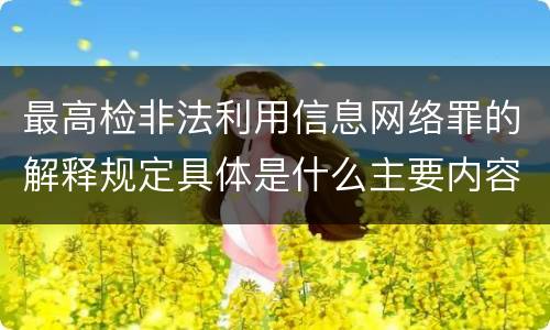 最高检非法利用信息网络罪的解释规定具体是什么主要内容