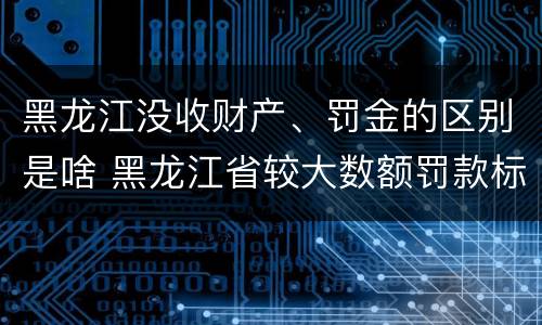黑龙江没收财产、罚金的区别是啥 黑龙江省较大数额罚款标准