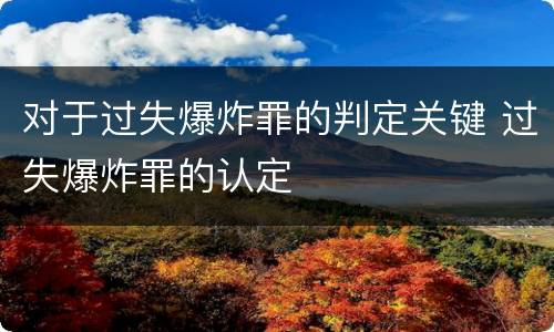 对于过失爆炸罪的判定关键 过失爆炸罪的认定