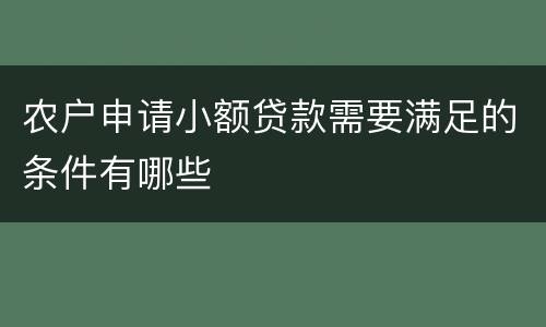 农户申请小额贷款需要满足的条件有哪些