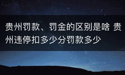 贵州罚款、罚金的区别是啥 贵州违停扣多少分罚款多少