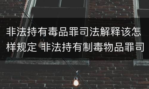 非法持有毒品罪司法解释该怎样规定 非法持有制毒物品罪司法解释