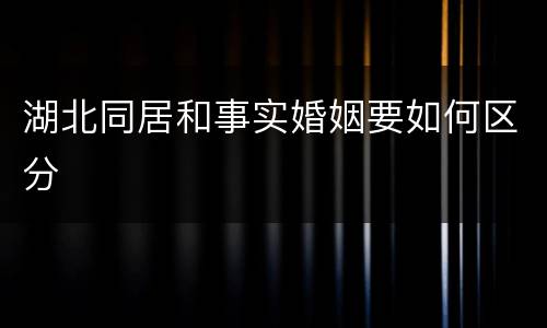 湖北同居和事实婚姻要如何区分