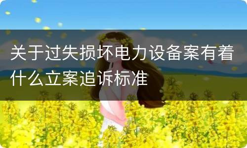 关于过失损坏电力设备案有着什么立案追诉标准
