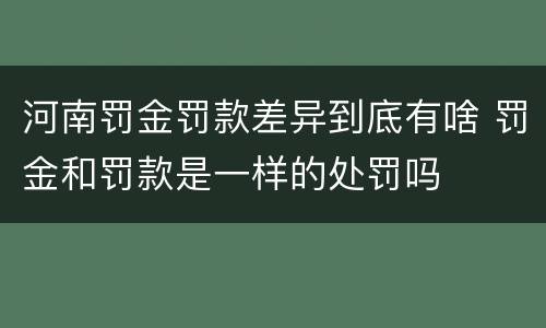 河南罚金罚款差异到底有啥 罚金和罚款是一样的处罚吗