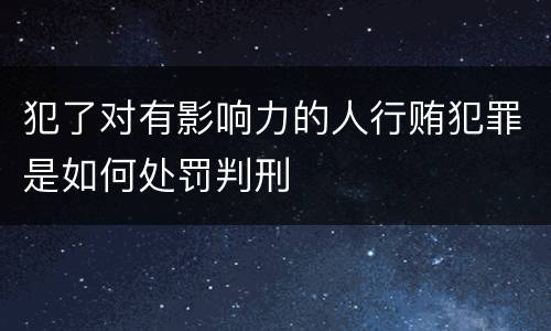 犯了对有影响力的人行贿犯罪是如何处罚判刑