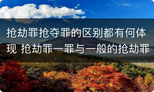 抢劫罪抢夺罪的区别都有何体现 抢劫罪一罪与一般的抢劫罪区别