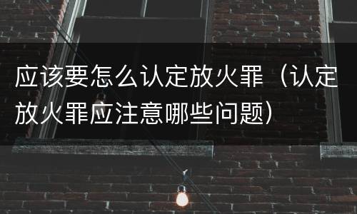 应该要怎么认定放火罪（认定放火罪应注意哪些问题）