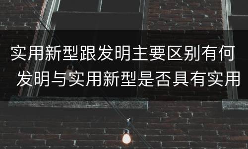 实用新型跟发明主要区别有何 发明与实用新型是否具有实用性
