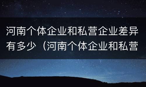 河南个体企业和私营企业差异有多少（河南个体企业和私营企业差异有多少个）