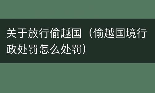 关于放行偷越国（偷越国境行政处罚怎么处罚）