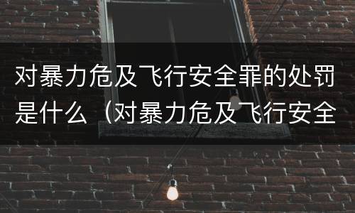 对暴力危及飞行安全罪的处罚是什么（对暴力危及飞行安全罪的处罚是什么意思）