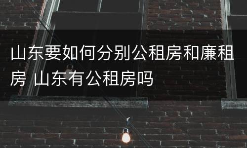 山东要如何分别公租房和廉租房 山东有公租房吗