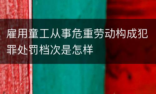 雇用童工从事危重劳动构成犯罪处罚档次是怎样