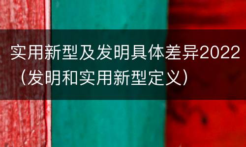 实用新型及发明具体差异2022（发明和实用新型定义）