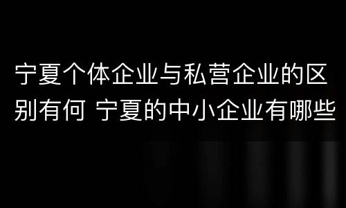 宁夏个体企业与私营企业的区别有何 宁夏的中小企业有哪些