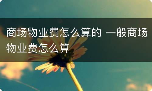 商场物业费怎么算的 一般商场物业费怎么算