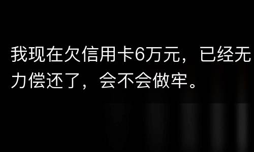 我现在欠信用卡6万元，已经无力偿还了，会不会做牢。