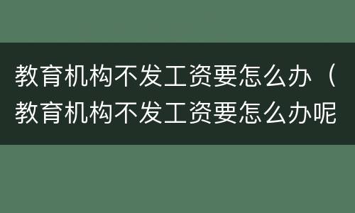 教育机构不发工资要怎么办（教育机构不发工资要怎么办呢）