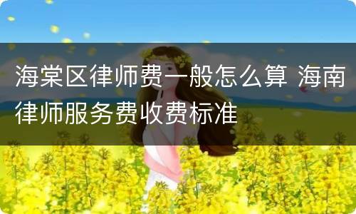 海棠区律师费一般怎么算 海南律师服务费收费标准