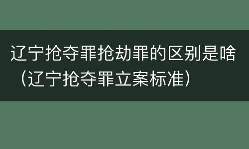 辽宁抢夺罪抢劫罪的区别是啥（辽宁抢夺罪立案标准）