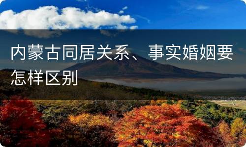 内蒙古同居关系、事实婚姻要怎样区别