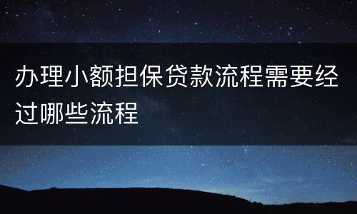 办理小额担保贷款流程需要经过哪些流程