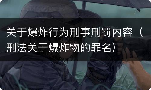 关于爆炸行为刑事刑罚内容（刑法关于爆炸物的罪名）