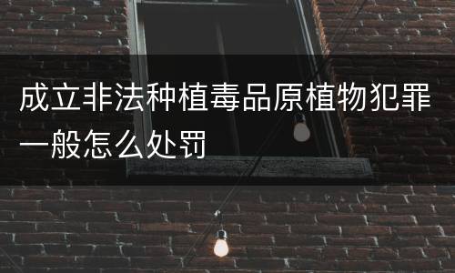 成立非法种植毒品原植物犯罪一般怎么处罚
