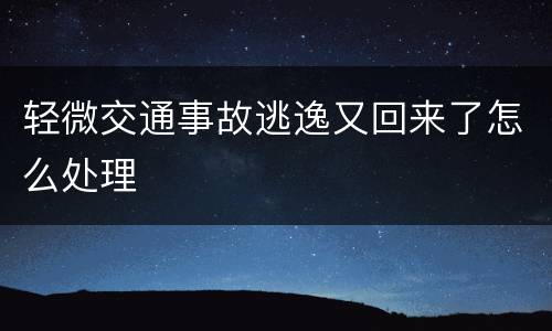 轻微交通事故逃逸又回来了怎么处理