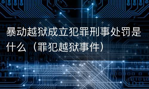 暴动越狱成立犯罪刑事处罚是什么（罪犯越狱事件）