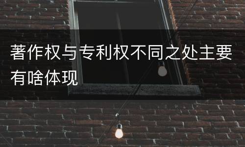 著作权与专利权不同之处主要有啥体现