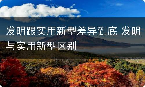 发明跟实用新型差异到底 发明与实用新型区别