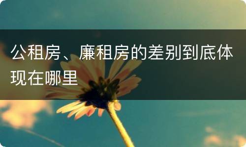 公租房、廉租房的差别到底体现在哪里