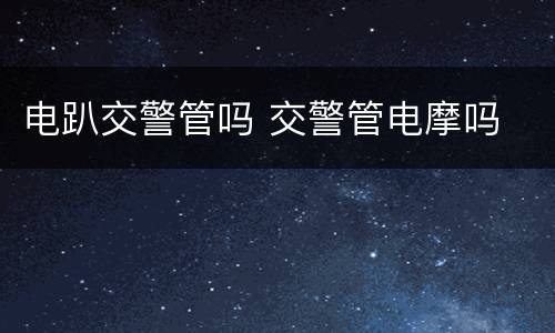 电趴交警管吗 交警管电摩吗